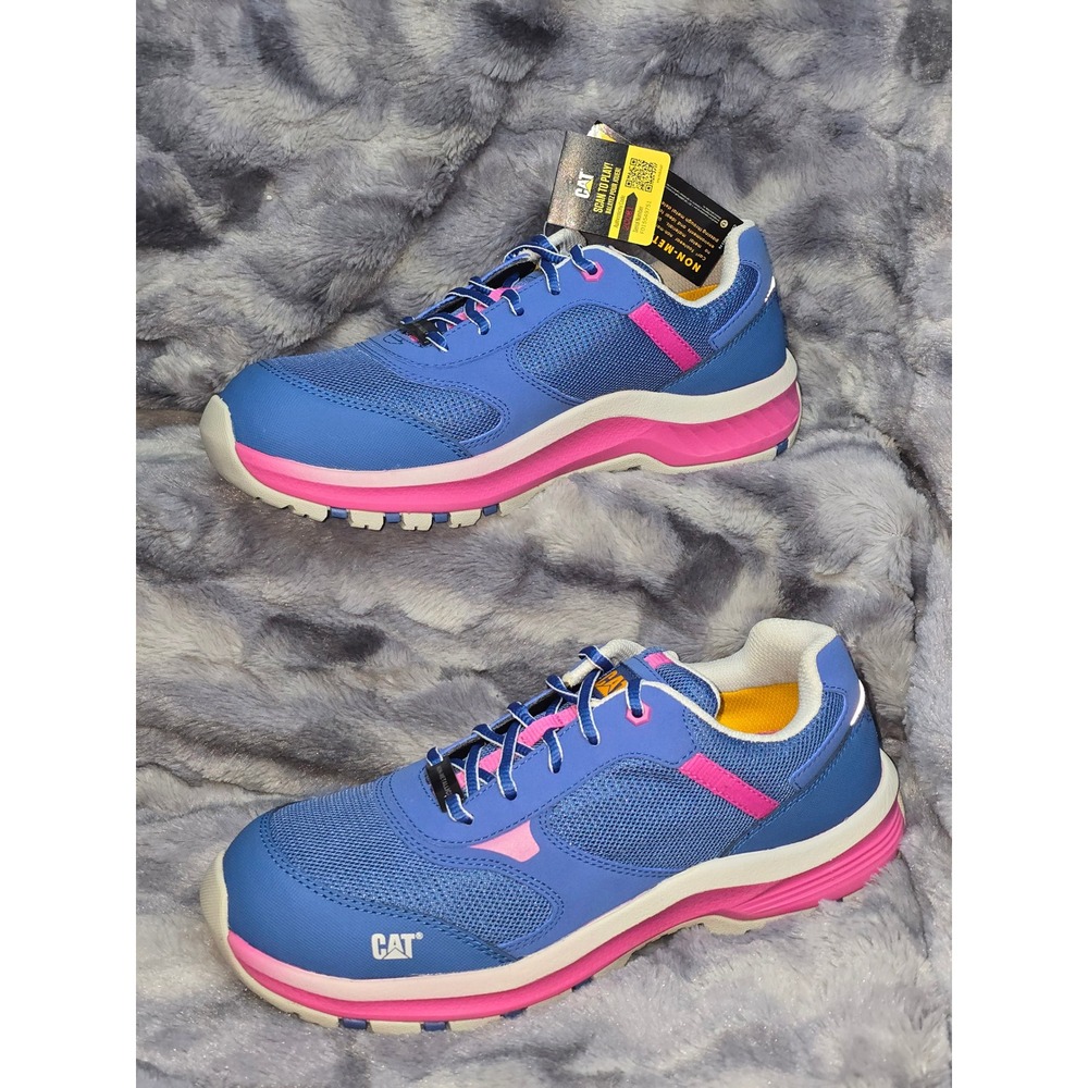 NWB CAT Quake CT Womens Composite Toe Work Shoes Cobalt Blue Pink P91333 SZ 9.5